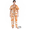 Orange Urban Graffiti Text Print Pattern Women's Pajamas Set-grizzshop