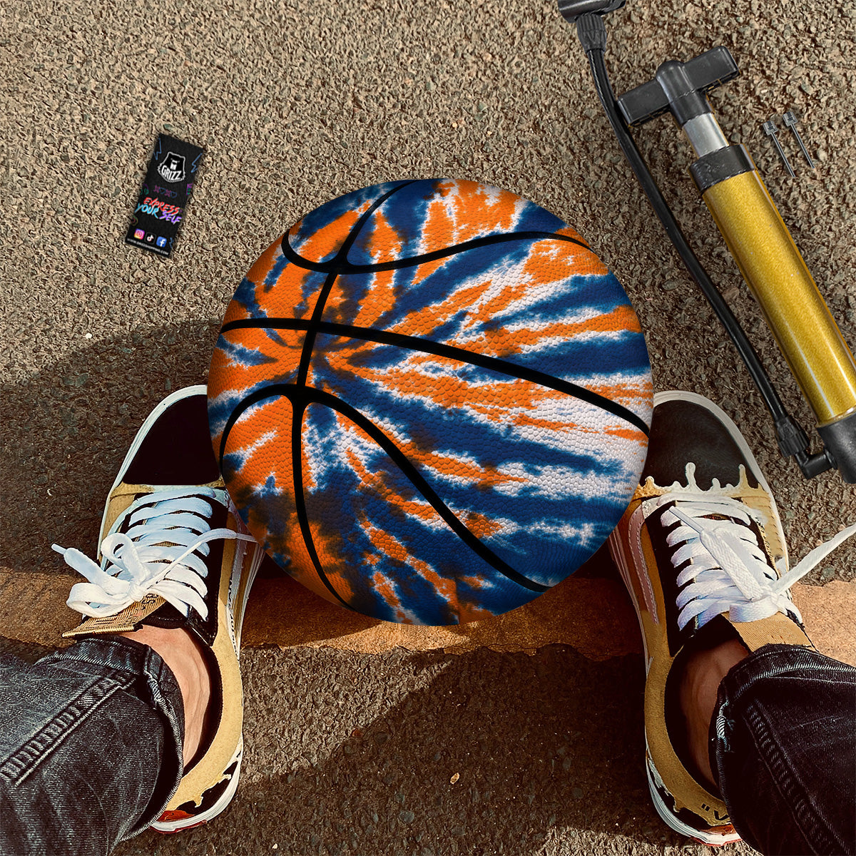 Orange And Blue Tie Dye Spider Print Basketball