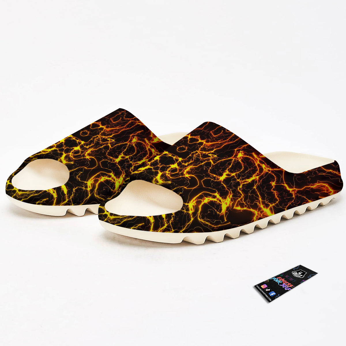 Orange And Gold Lightning Print Sandals-grizzshop