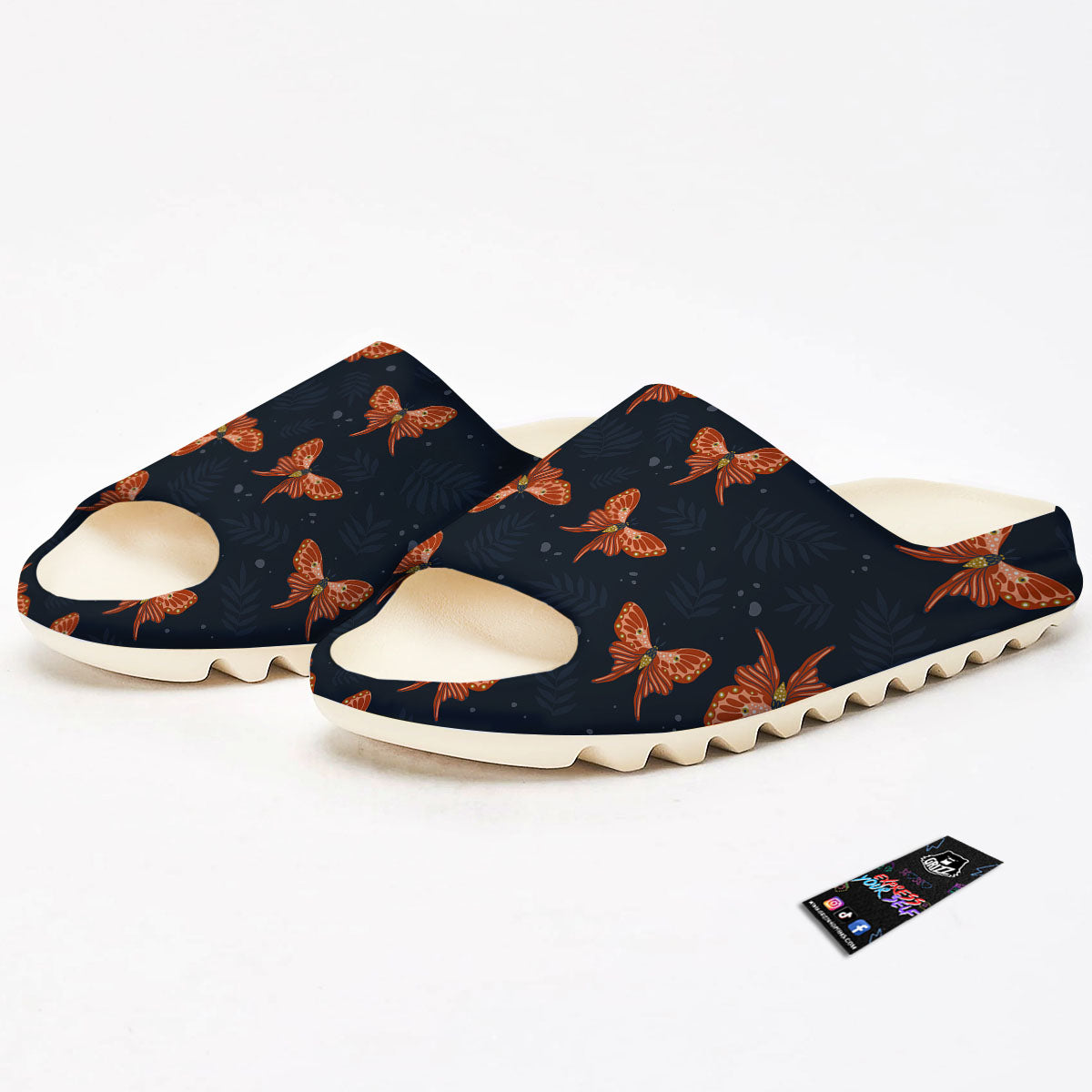Orange Butterfly Monarch Print Pattern Sandals-grizzshop