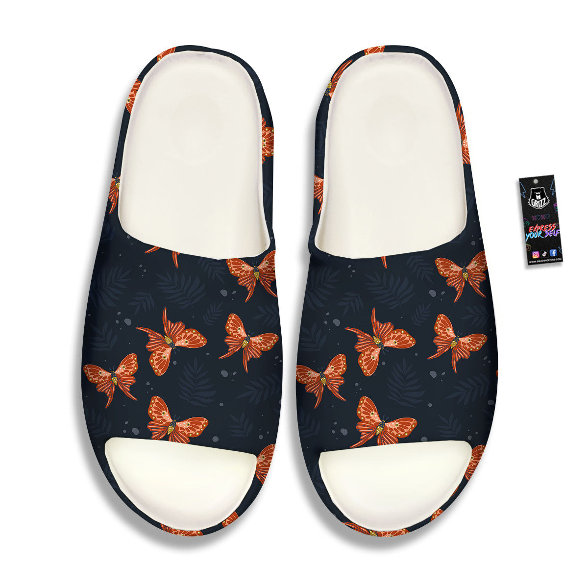 Orange Butterfly Monarch Print Pattern Sandals-grizzshop