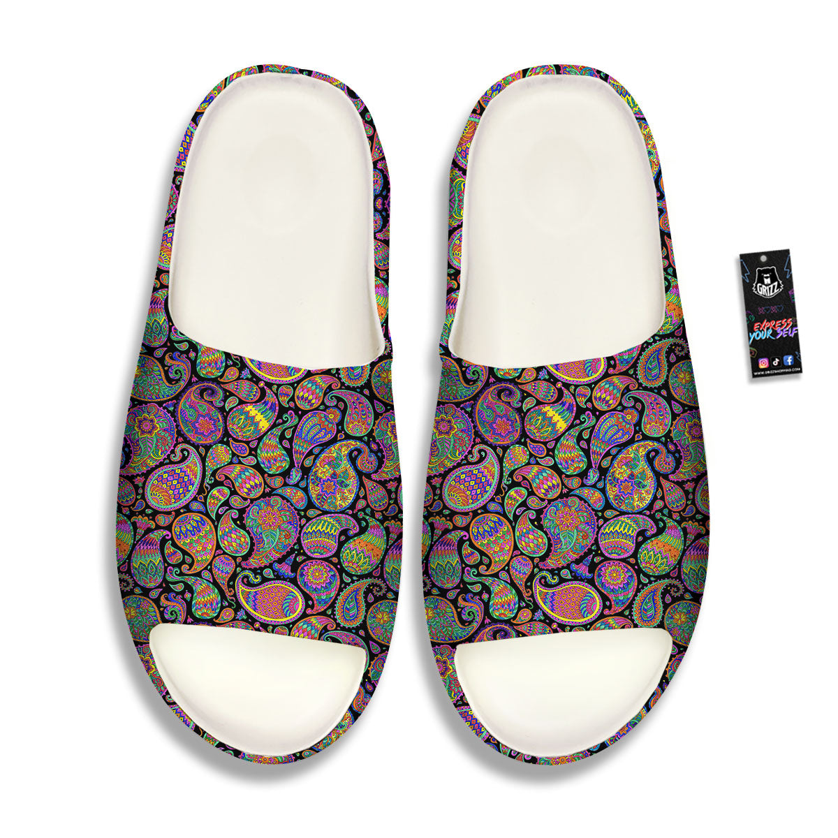 Orange Green And Pink Paisley Print Sandals-grizzshop