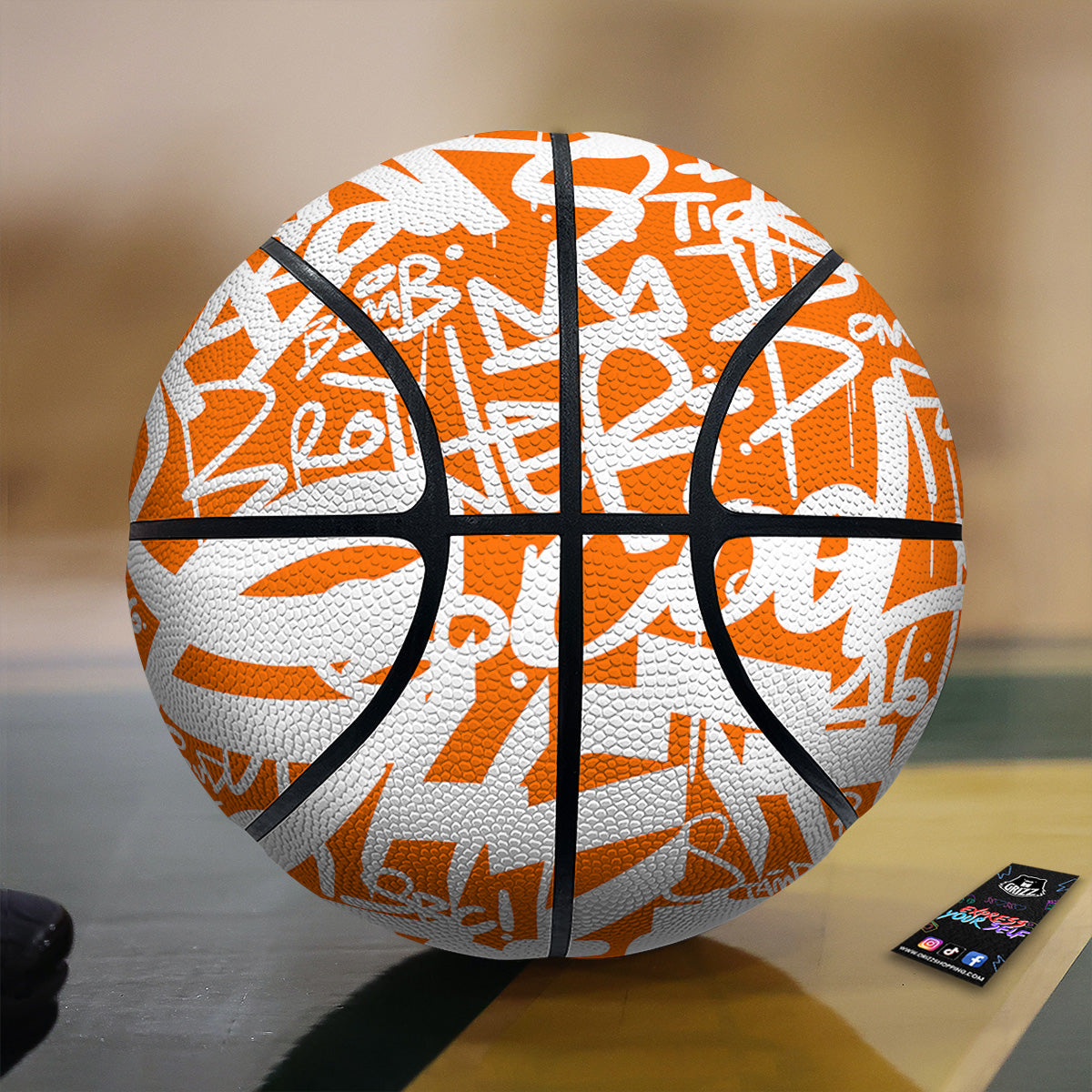 Orange Urban Graffiti Text Print Pattern Basketball