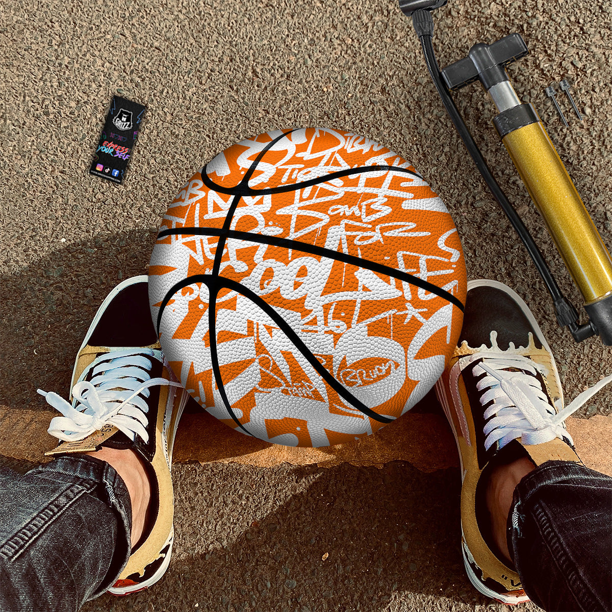Orange Urban Graffiti Text Print Pattern Basketball