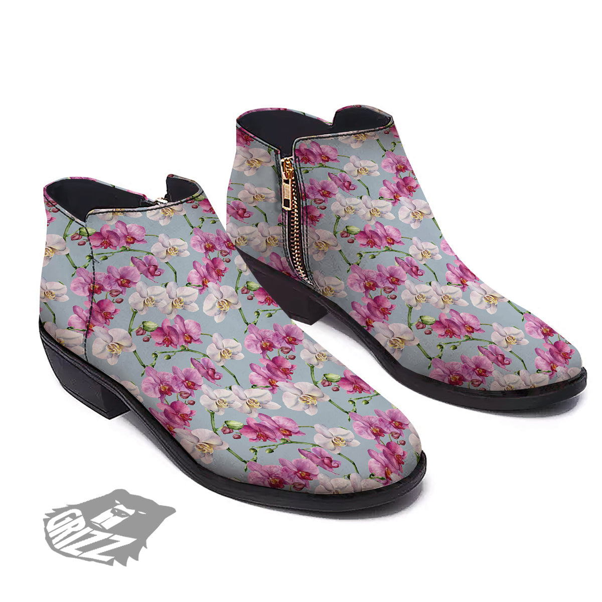 Orchid Cute Print Ankle Boots-grizzshop
