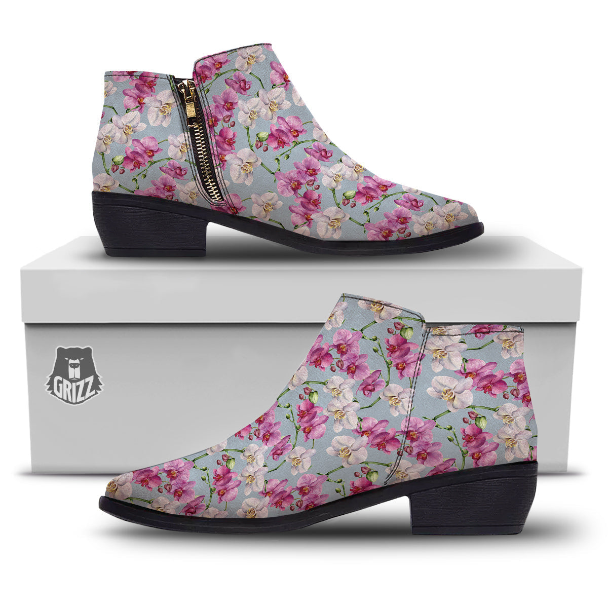 Orchid Cute Print Ankle Boots-grizzshop