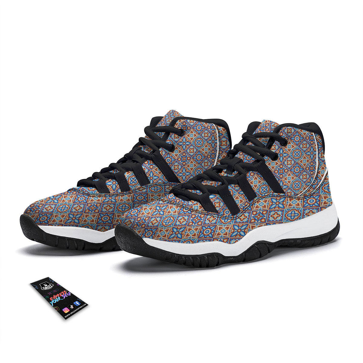Orchid Cute Print Black Bball Shoes-grizzshop