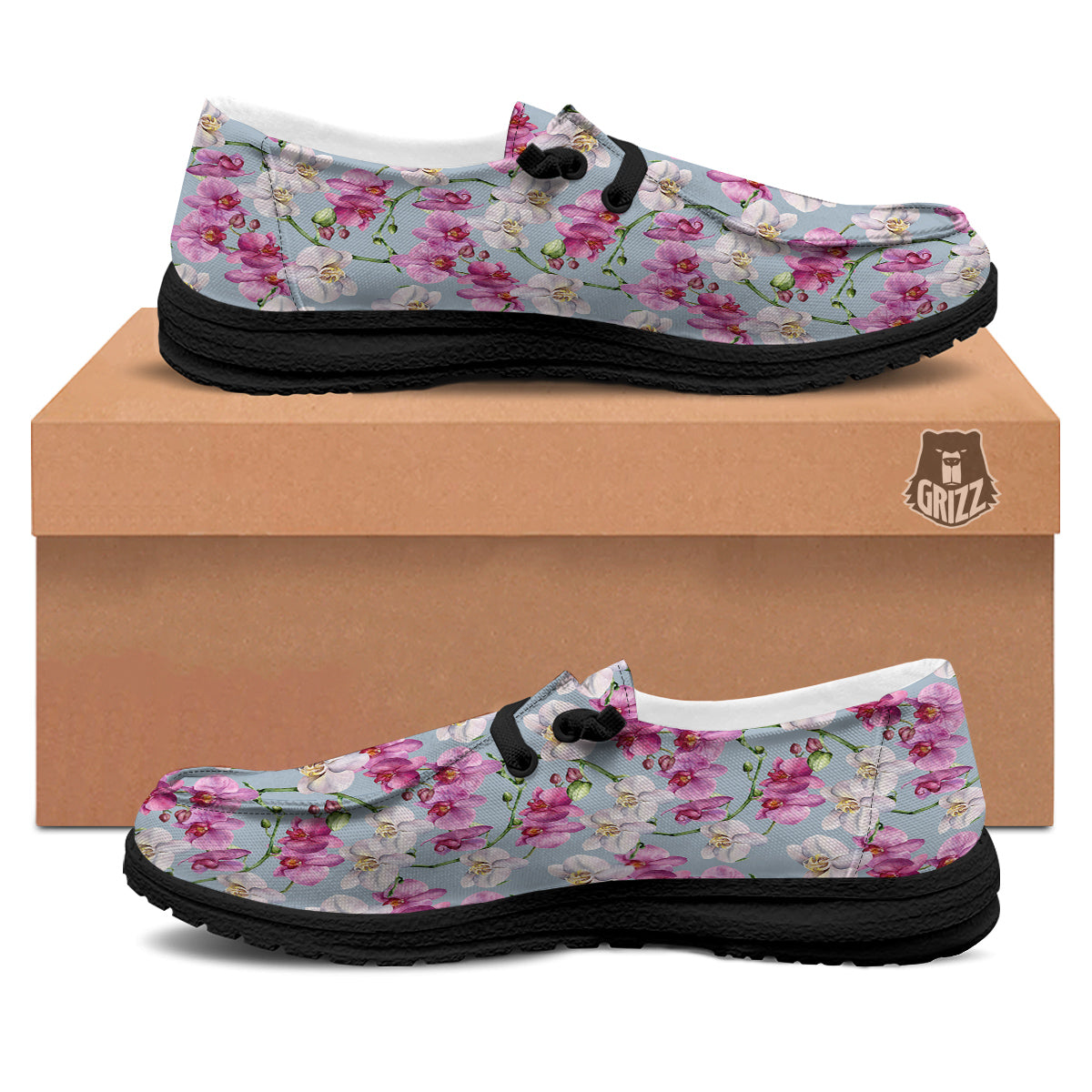 Orchid Cute Print Black Loafers-grizzshop