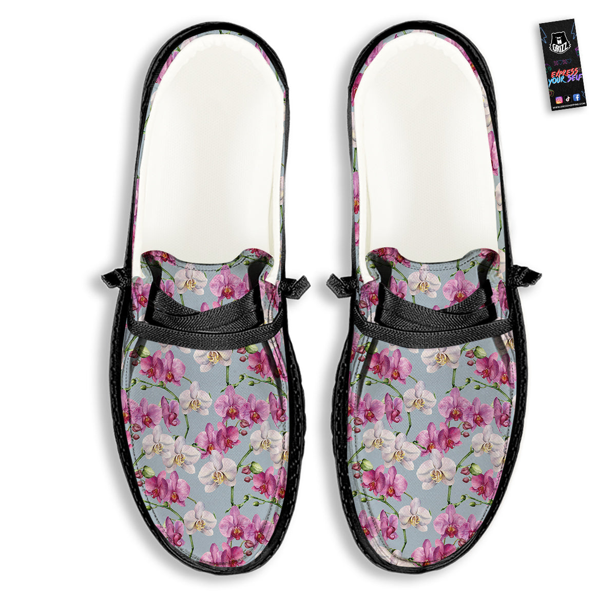 Orchid Cute Print Black Loafers-grizzshop