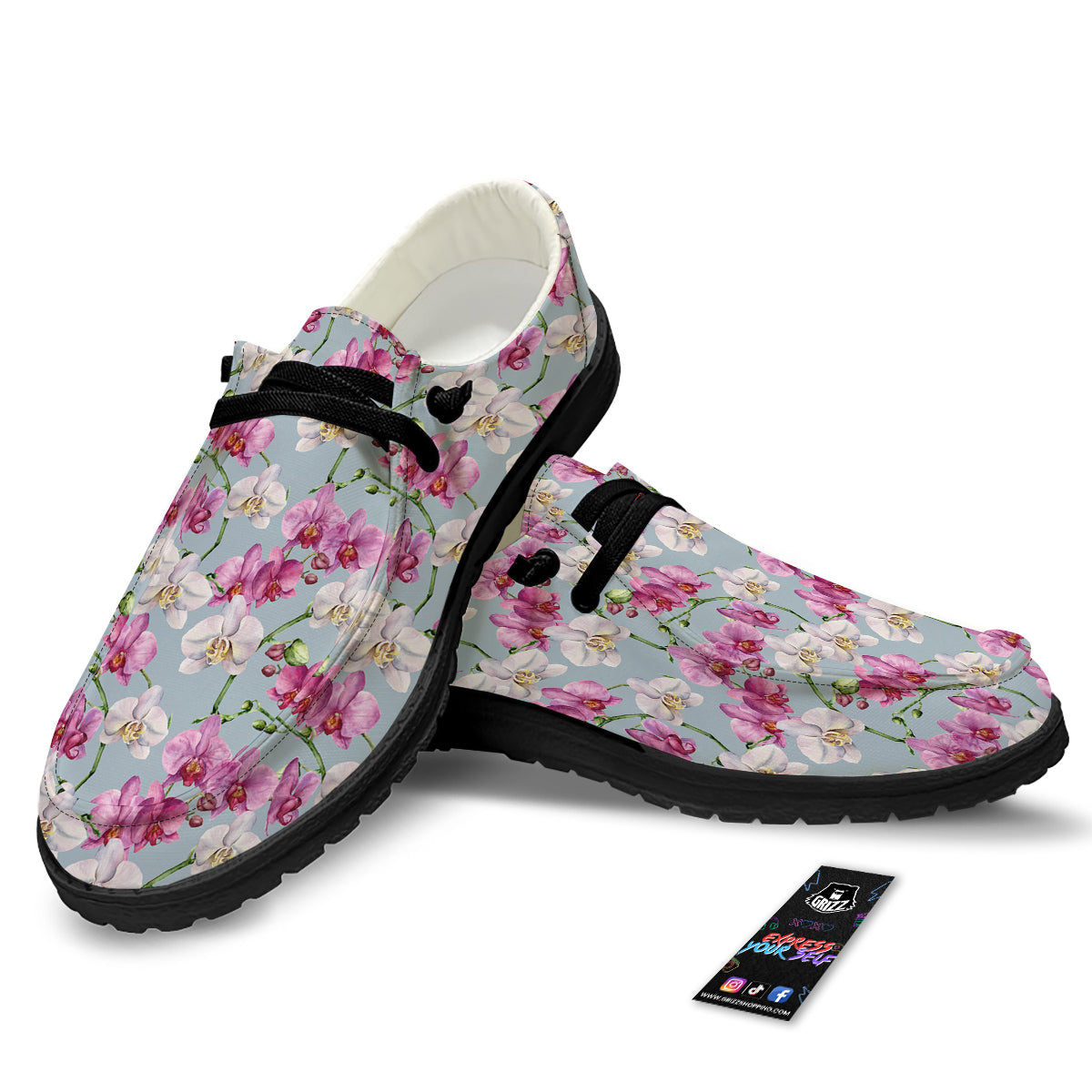 Orchid Cute Print Black Loafers-grizzshop
