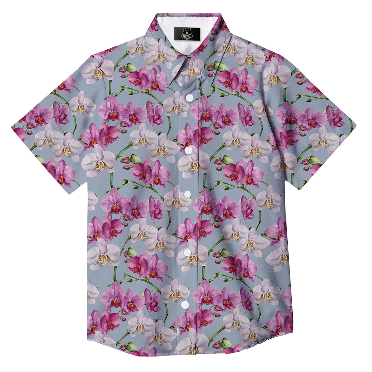Orchid Cute Print Button Up Shirt-grizzshop