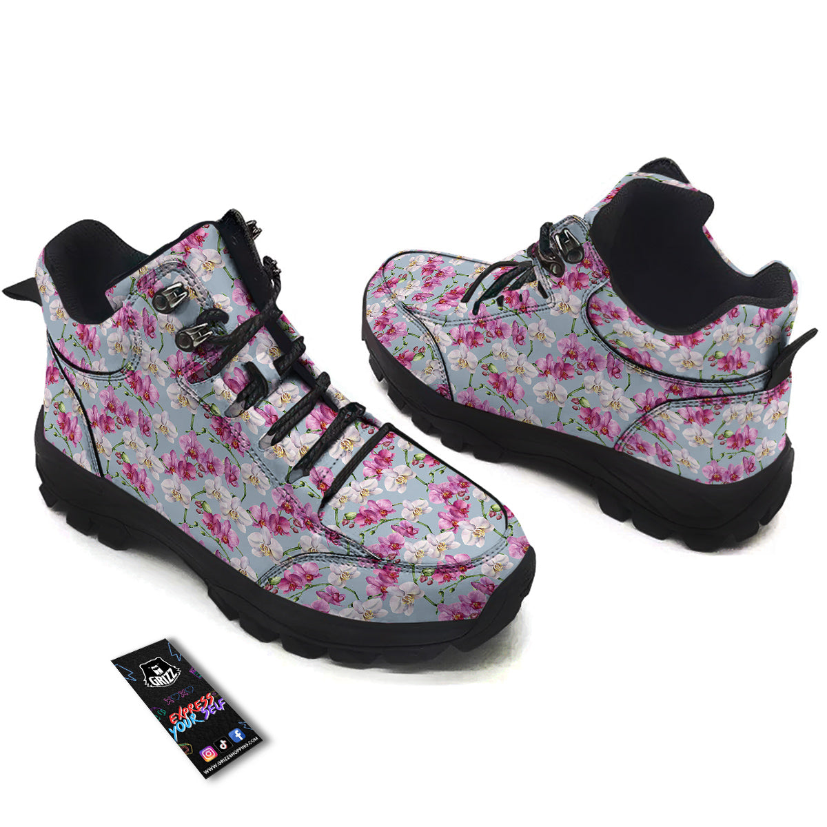 Orchid Cute Print Hiking Shoes-grizzshop