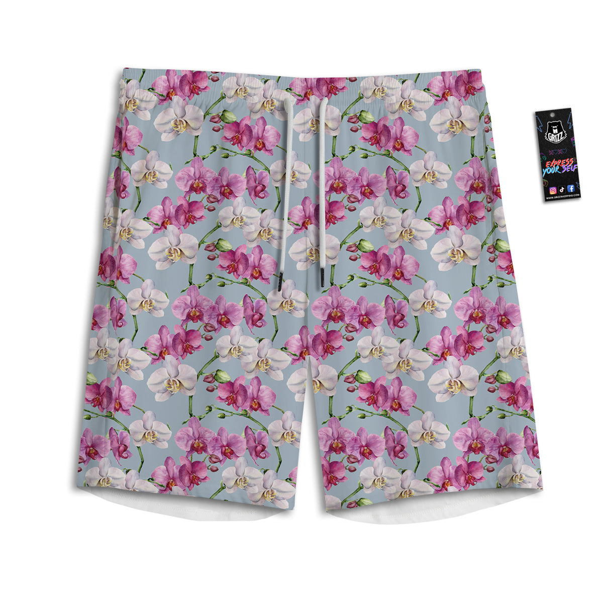 Pink Cassette Tape White Print Pattern Men's Athletic Shorts