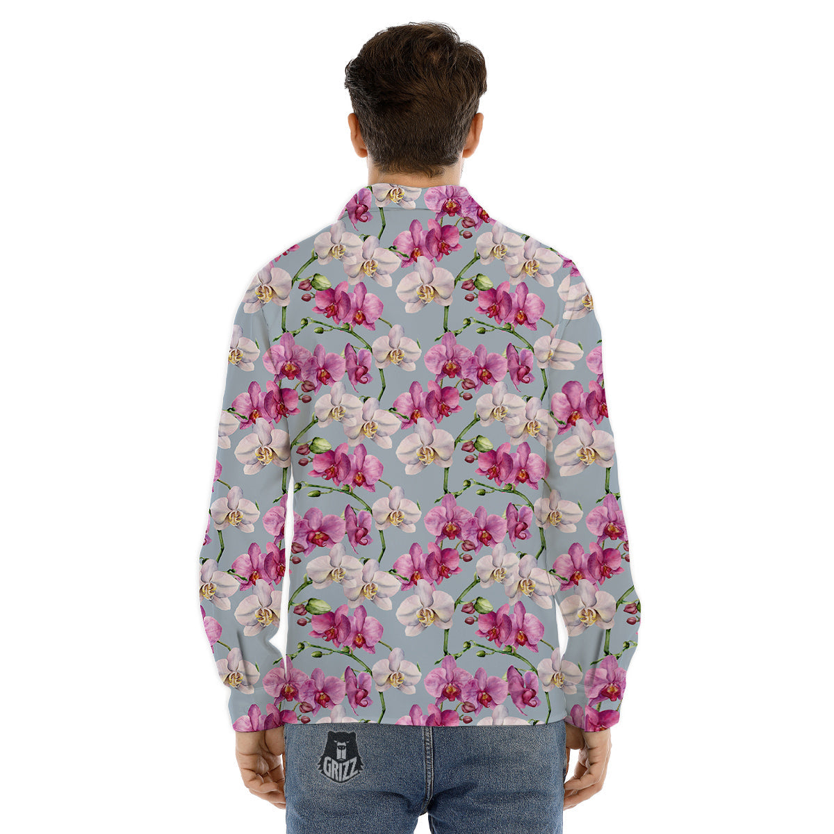 Orchid Cute Print Men's Dress Shirts-grizzshop