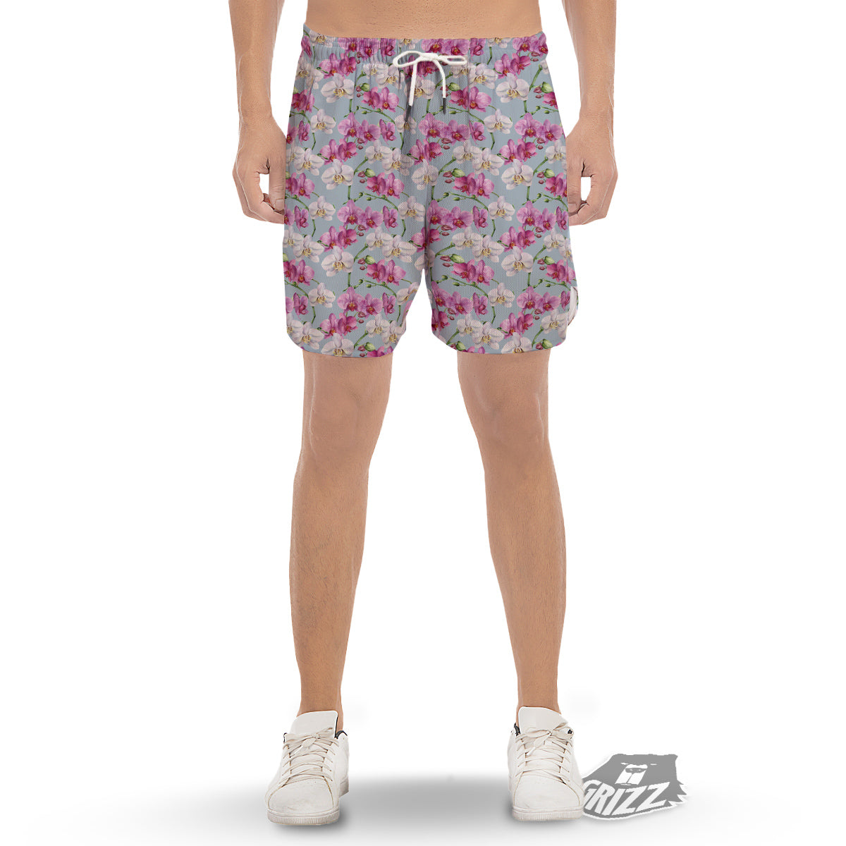 Orchid Cute Print Men's Gym Shorts-grizzshop
