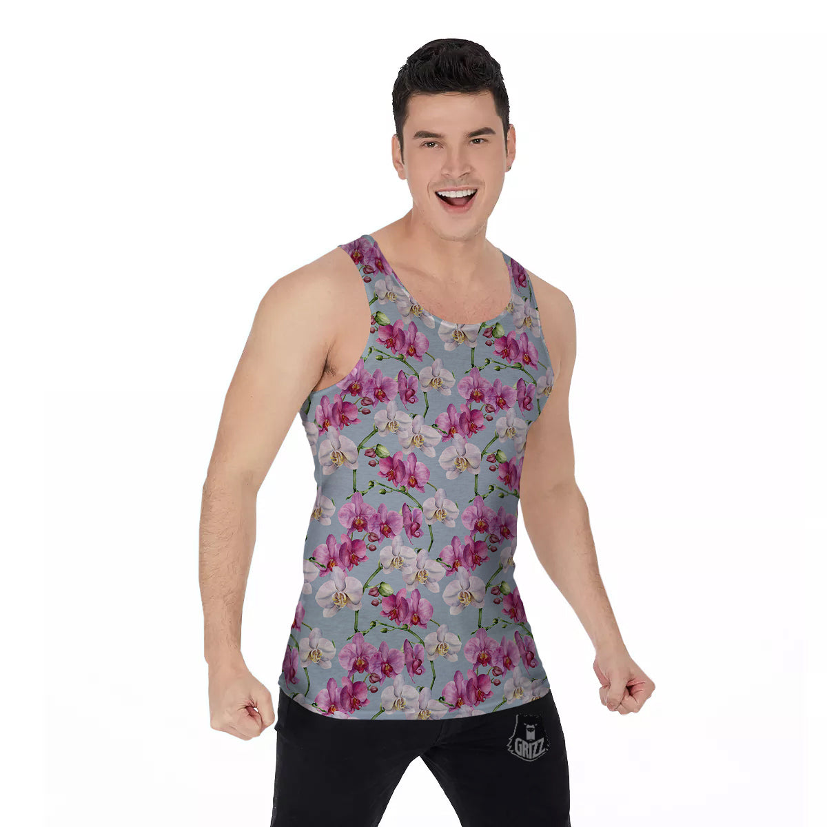 Orchid Cute Print Men's Tank Top-grizzshop
