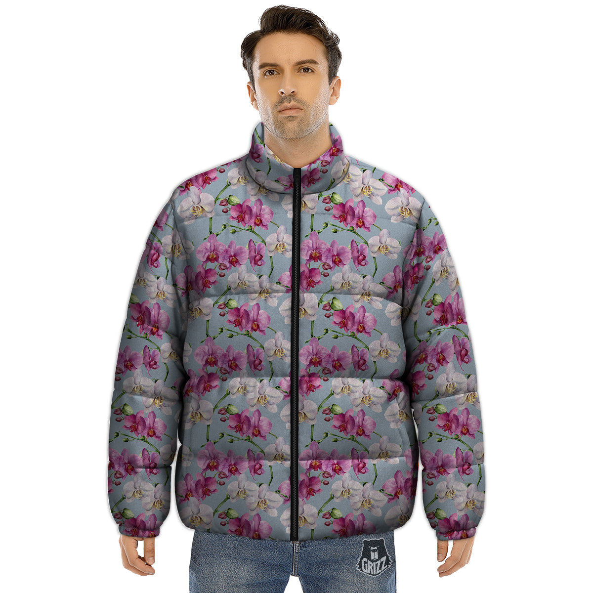 Orchid Cute Print Puffer Jacket-grizzshop