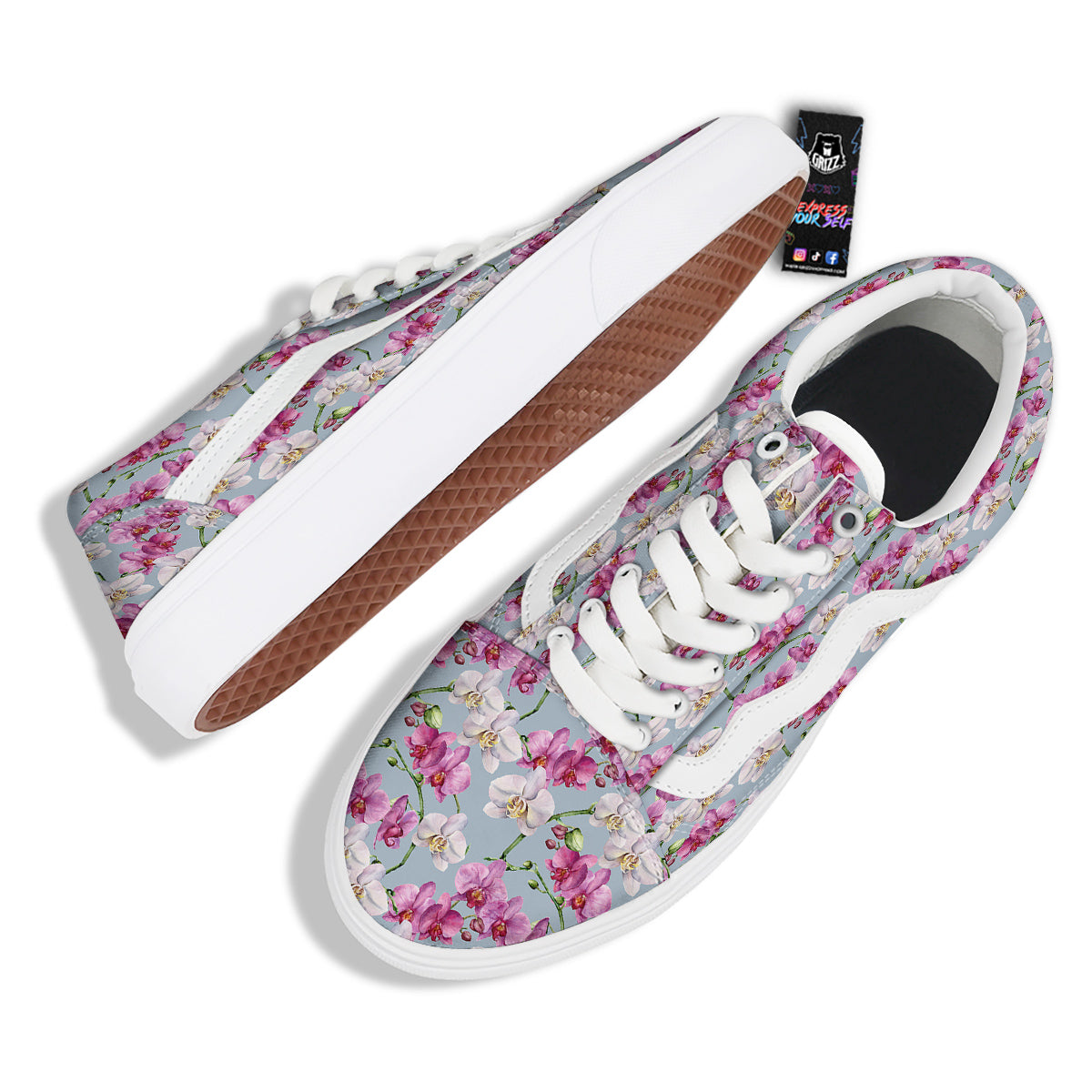 Orchid Cute Print Skate Shoes-grizzshop