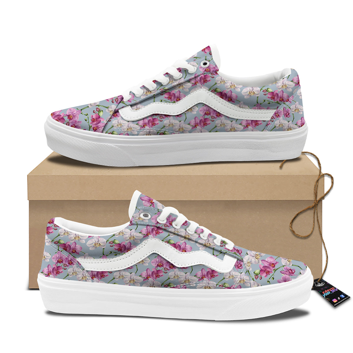 Orchid Cute Print Skate Shoes-grizzshop