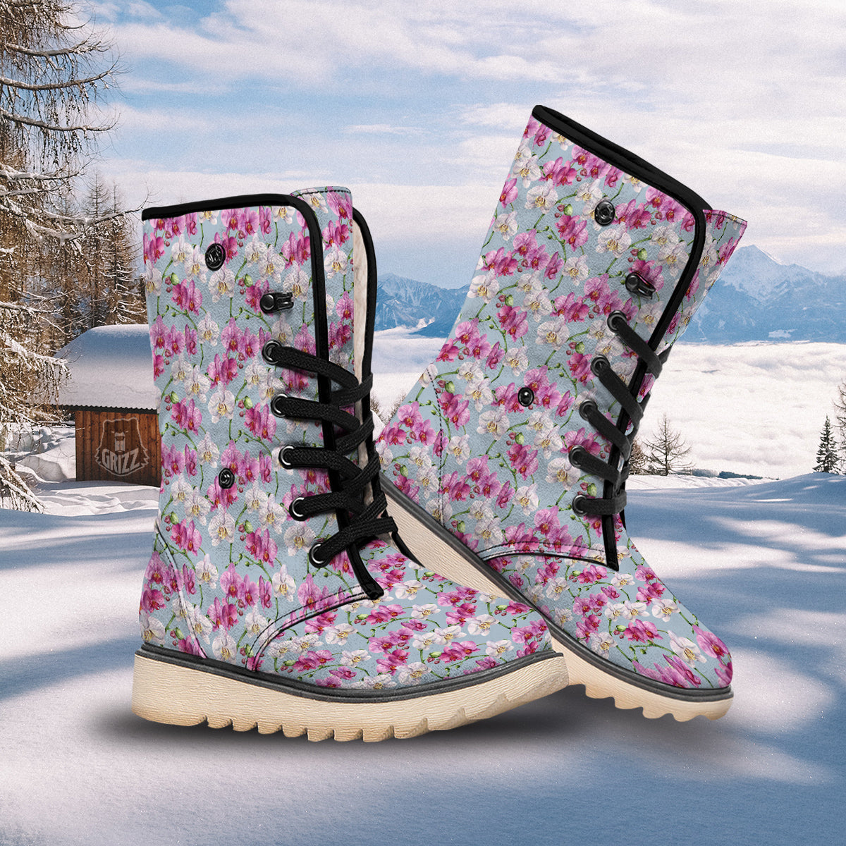 Orchid Cute Print Snow Boots-grizzshop