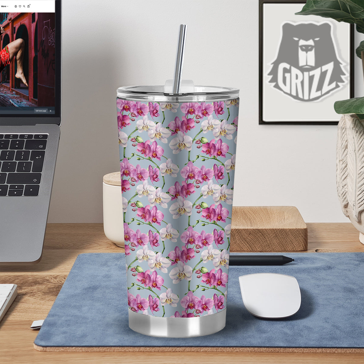 Orchid Cute Print Tumbler-grizzshop
