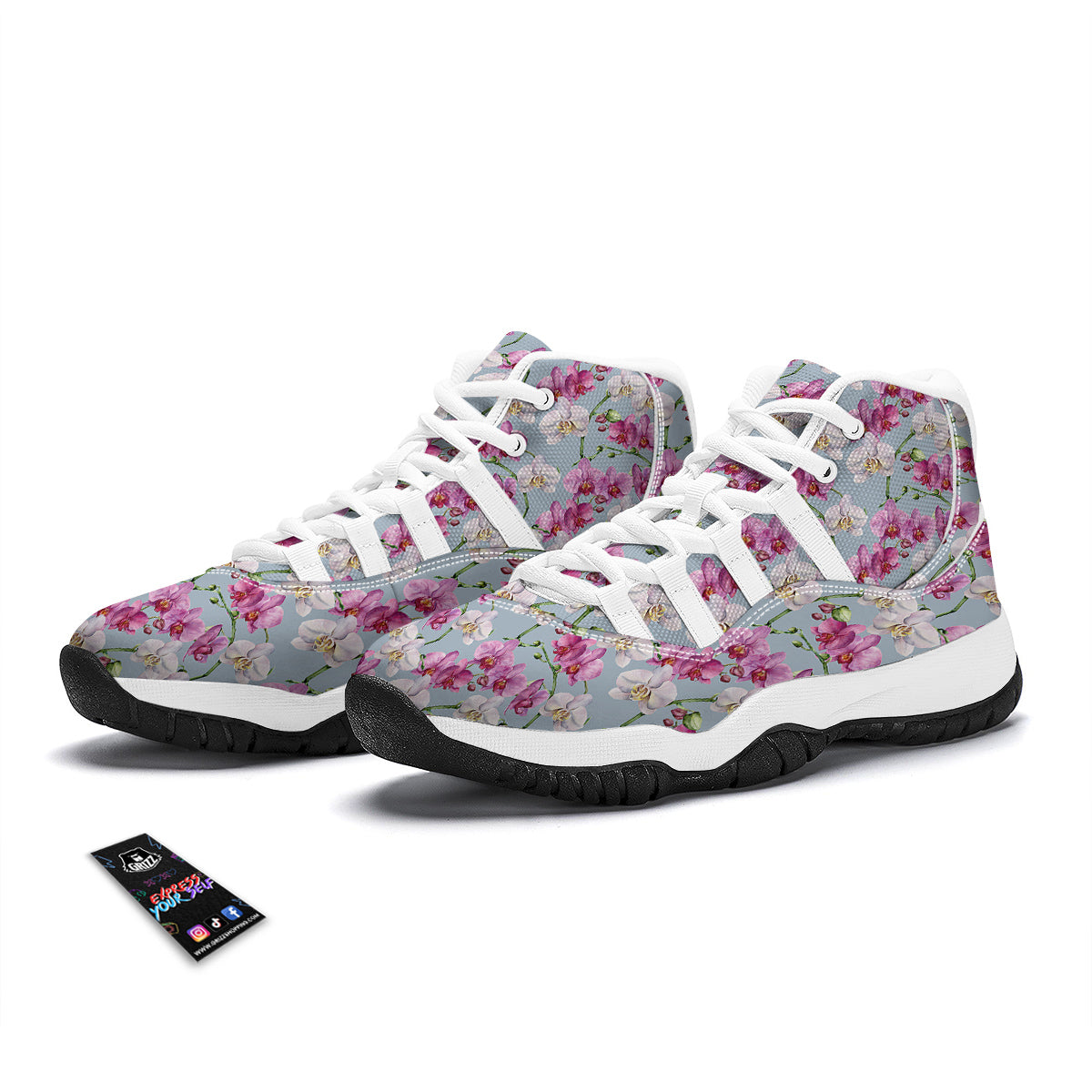 Orchid Cute Print White Bball Shoes-grizzshop