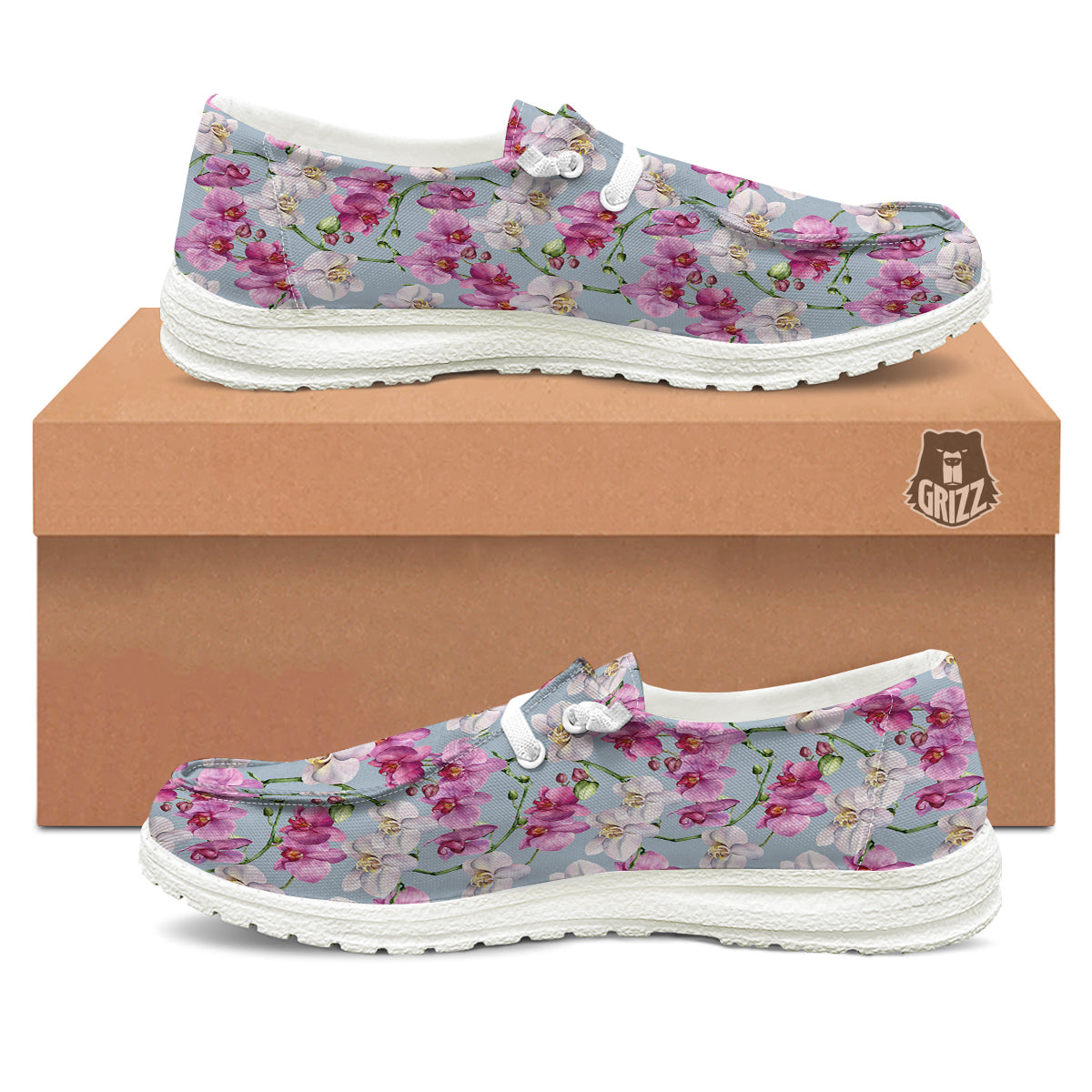 Orchid Cute Print White Loafers-grizzshop