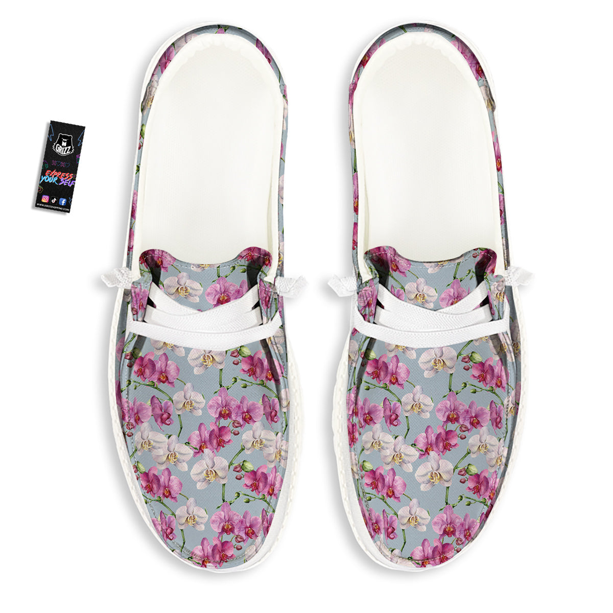 Orchid Cute Print White Loafers-grizzshop