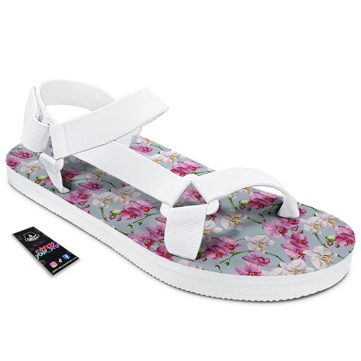 Orchid Cute Print White Open Toe Sandals-grizzshop