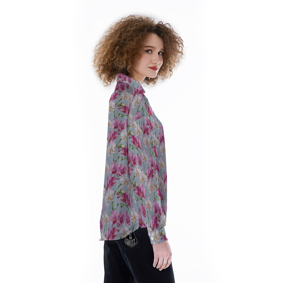 Orchid Cute Print Women's Long Sleeve Shirts-grizzshop