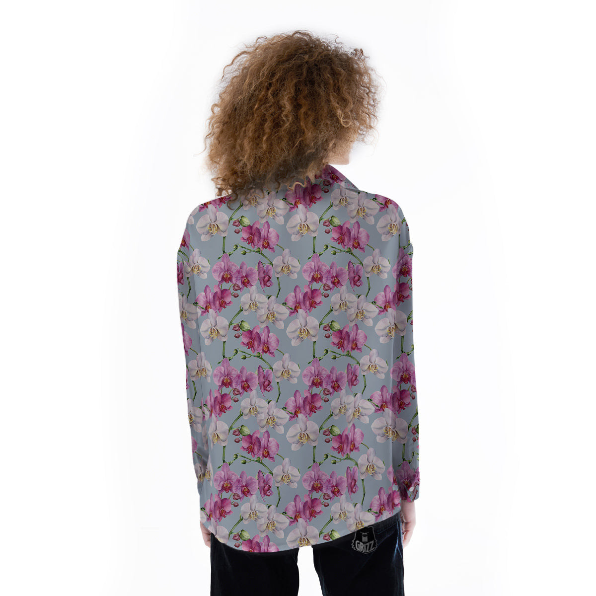 Orchid Cute Print Women's Long Sleeve Shirts-grizzshop