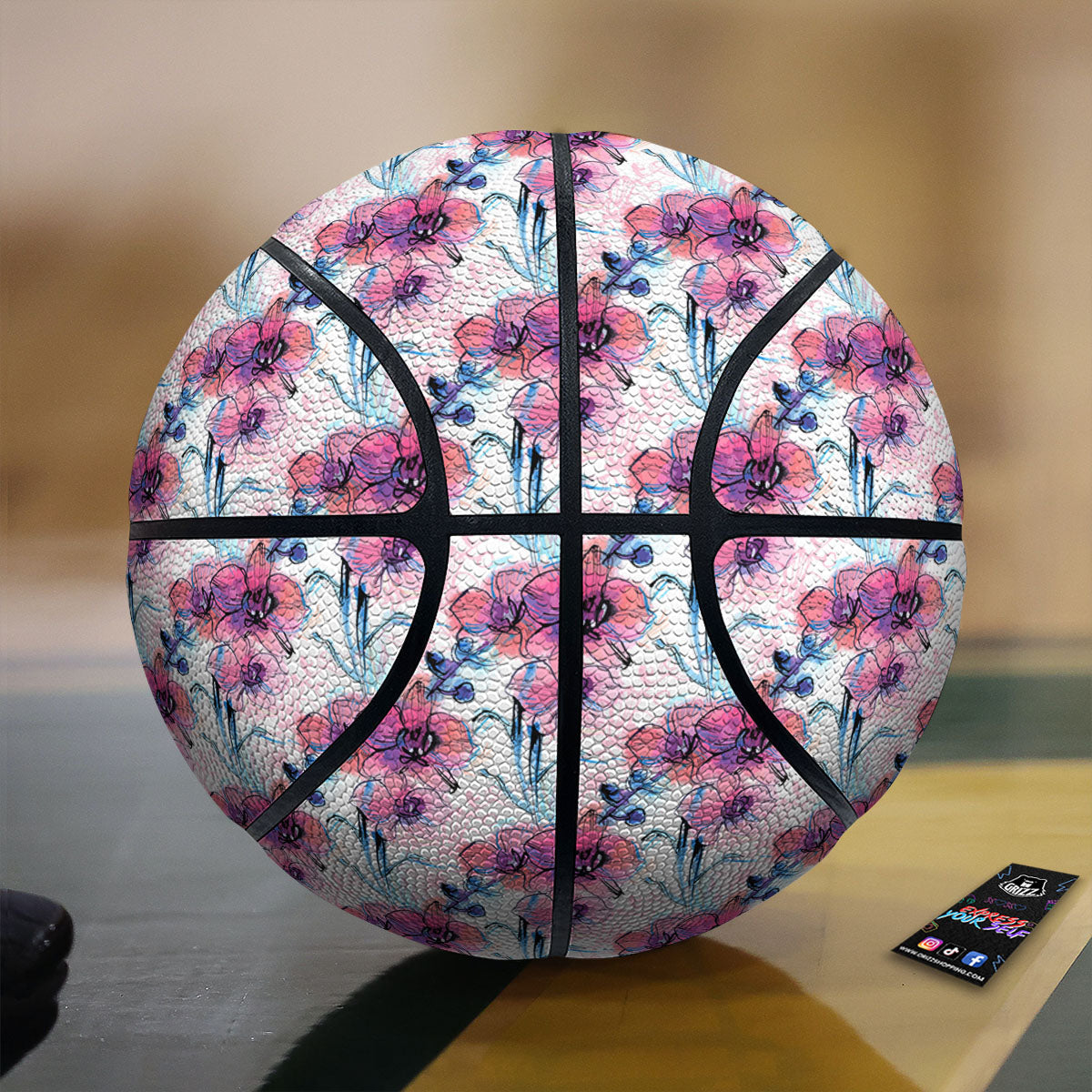 Orchid Drawing Print Pattern Basketball-grizzshop