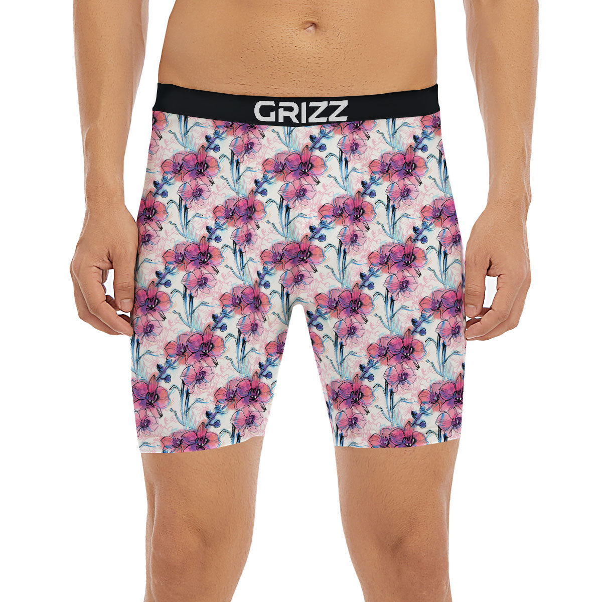 Orchid Drawing Print Pattern Boxer Briefs-grizzshop