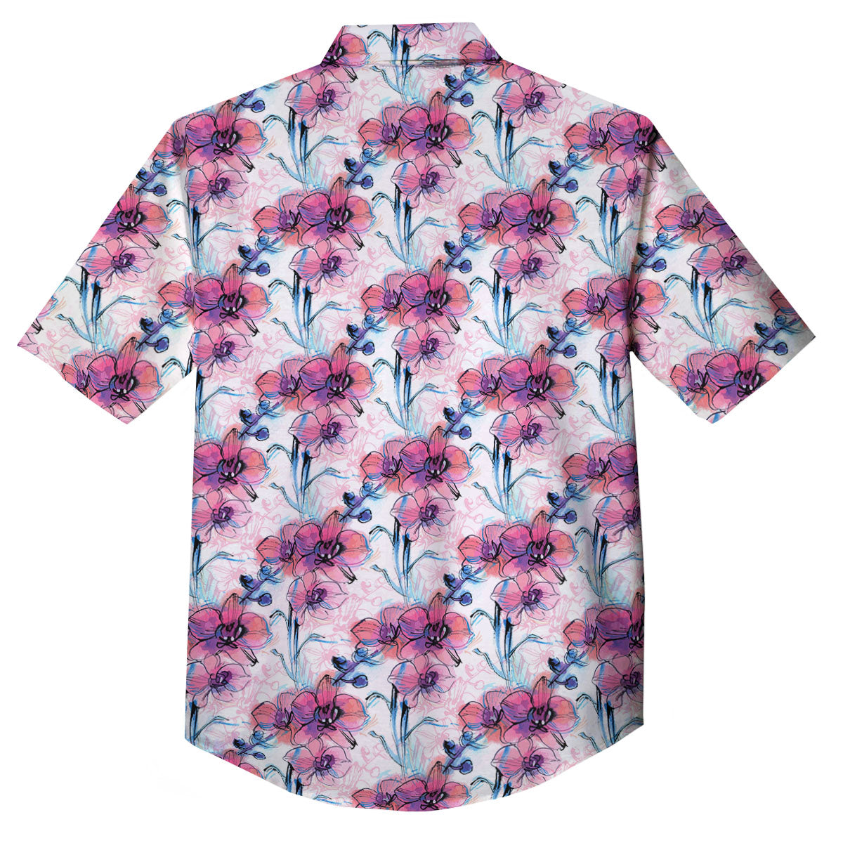Orchid Drawing Print Pattern Button Up Shirt-grizzshop