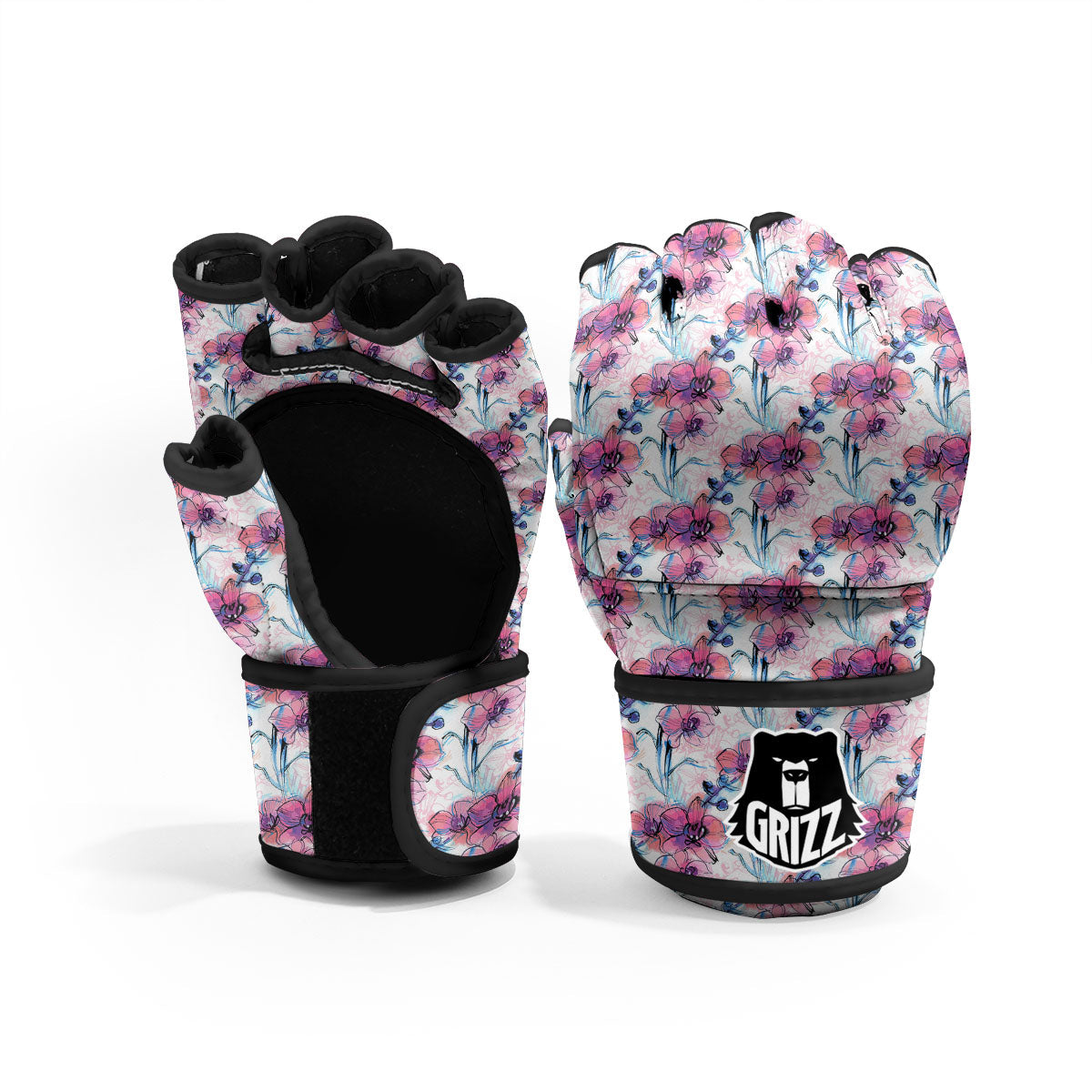 Orchid Drawing Print Pattern MMA Gloves-grizzshop