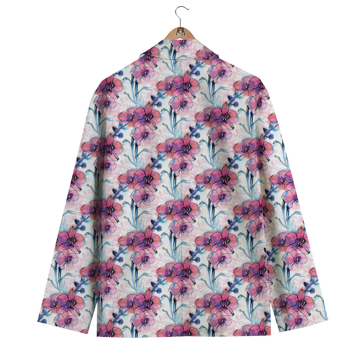 Orchid Drawing Print Pattern Men's Blazer-grizzshop