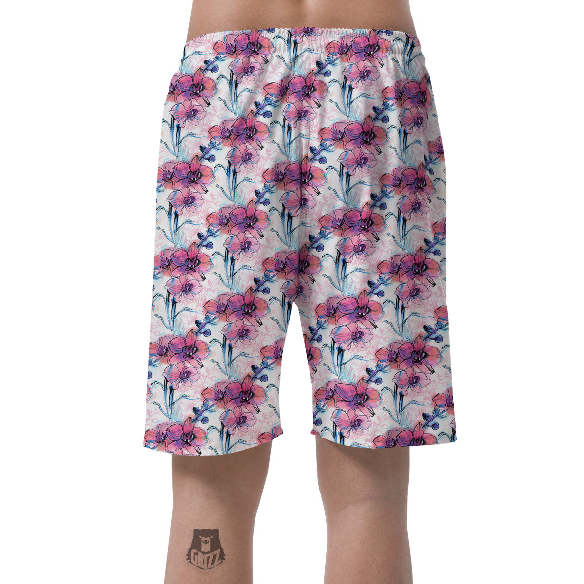 Orchid Drawing Print Pattern Men's Shorts-grizzshop
