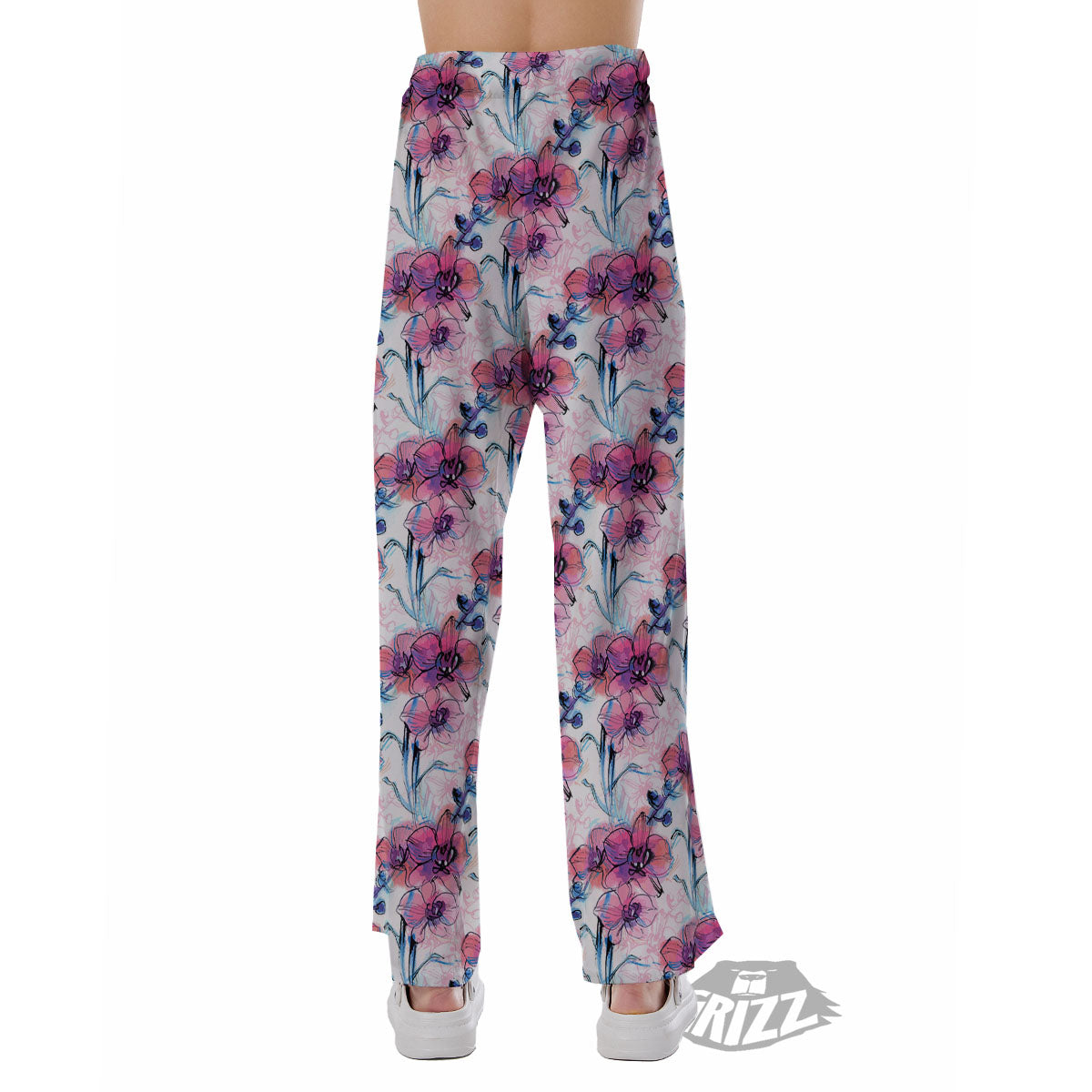 Orchid Drawing Print Pattern Pajama Pants-grizzshop