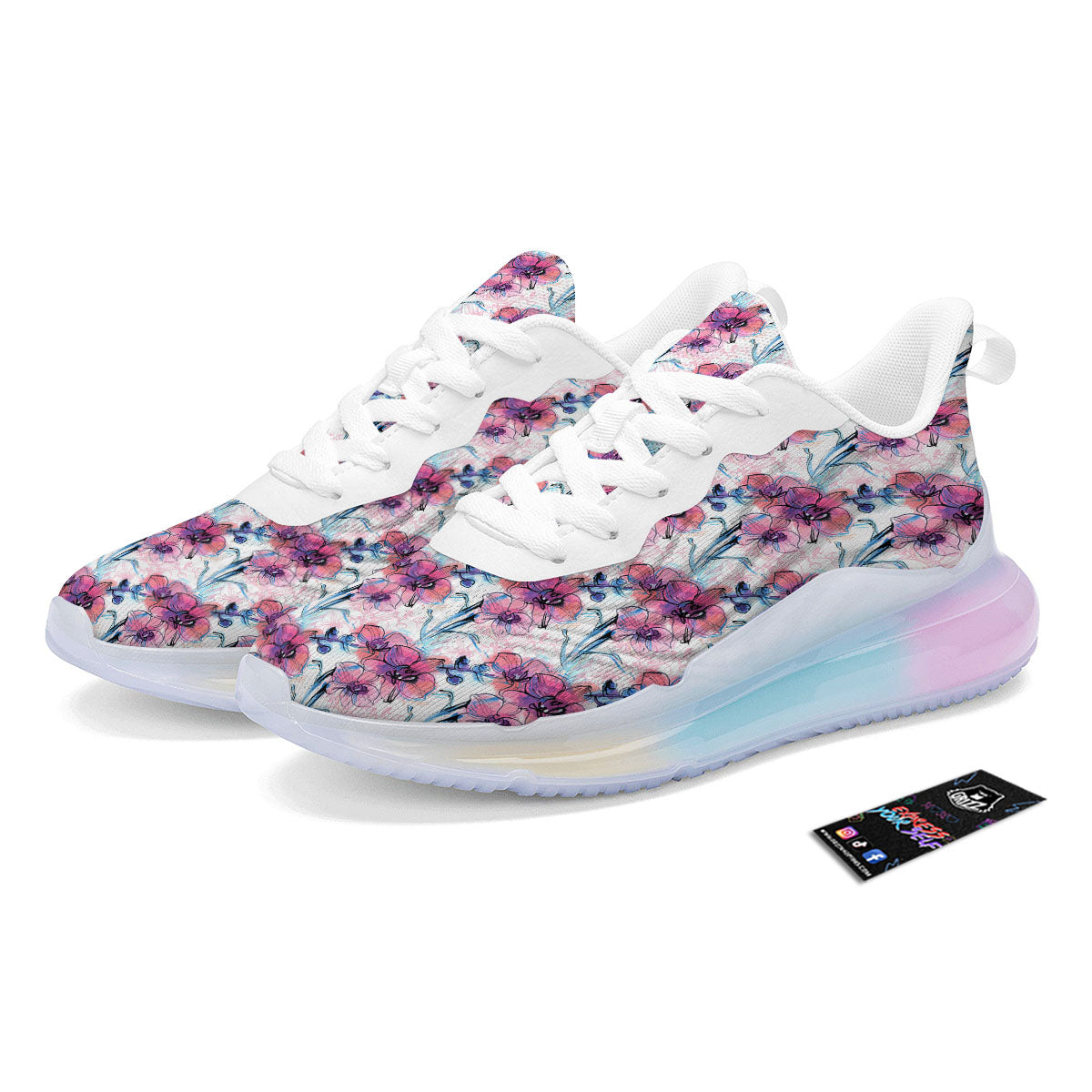 Orchid Drawing Print Pattern Running Sneakers-grizzshop