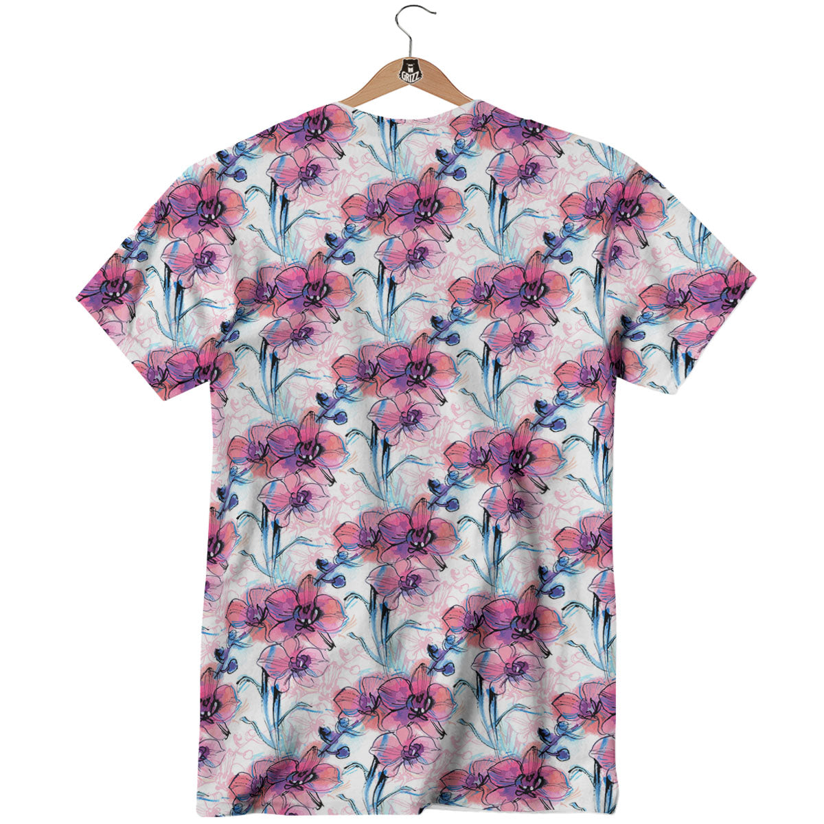 Orchid Drawing Print Pattern T-Shirt-grizzshop
