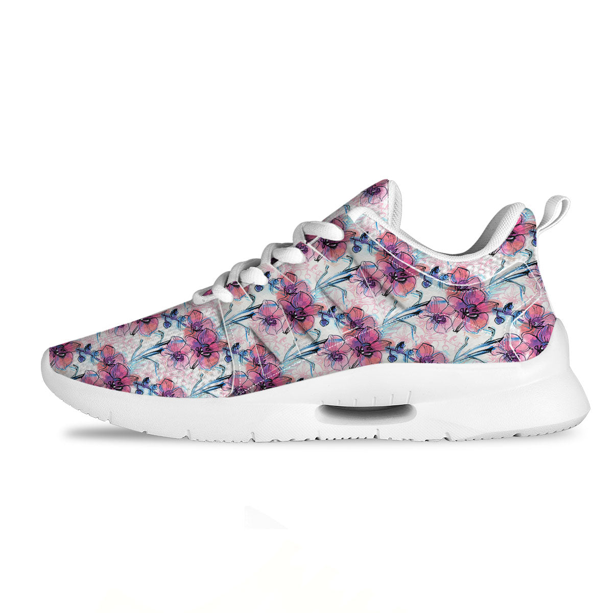 Orchid Drawing Print Pattern Tennis Shoes-grizzshop