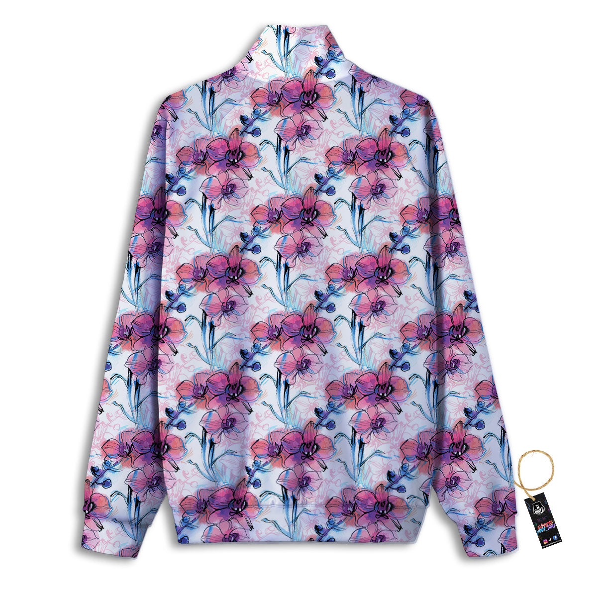 Orchid Drawing Print Pattern Track Jacket-grizzshop