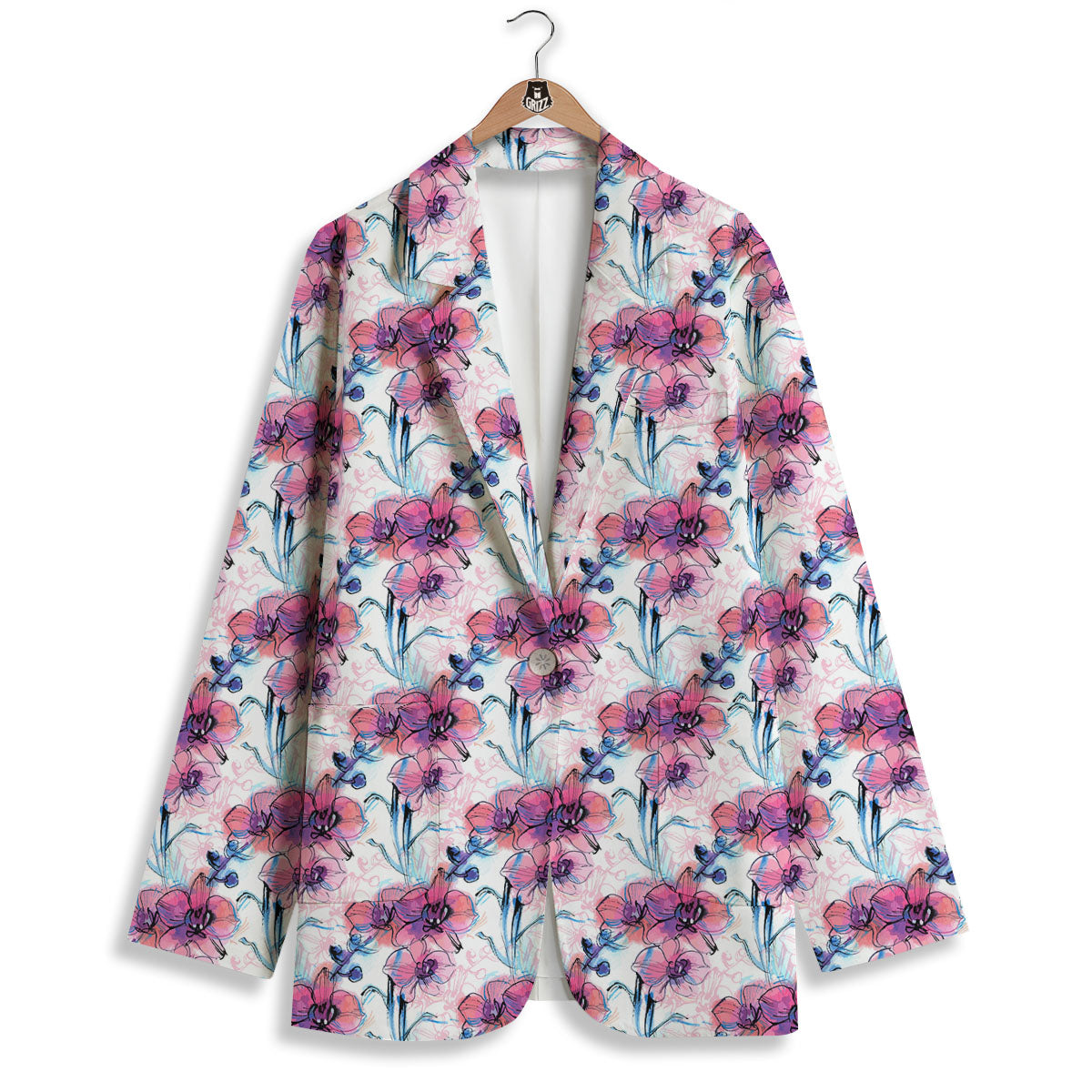 Orchid Drawing Print Pattern Women's Blazer-grizzshop