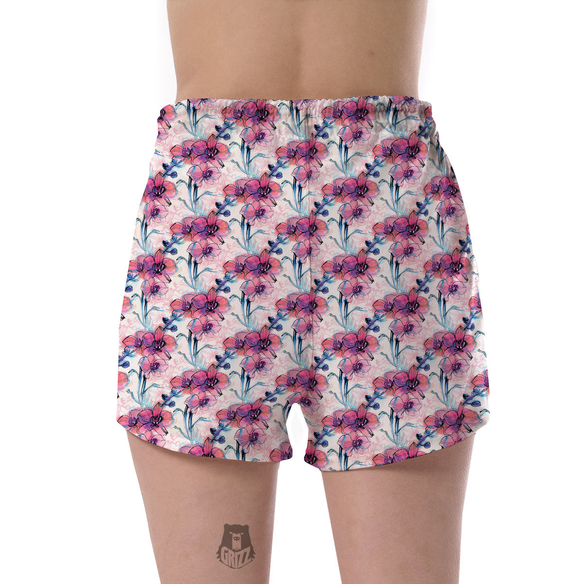 Orchid Drawing Print Pattern Women's Shorts-grizzshop