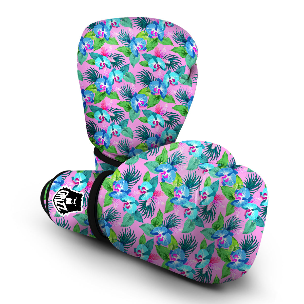 Orchid Exotic Pink Print Pattern Boxing Gloves-grizzshop