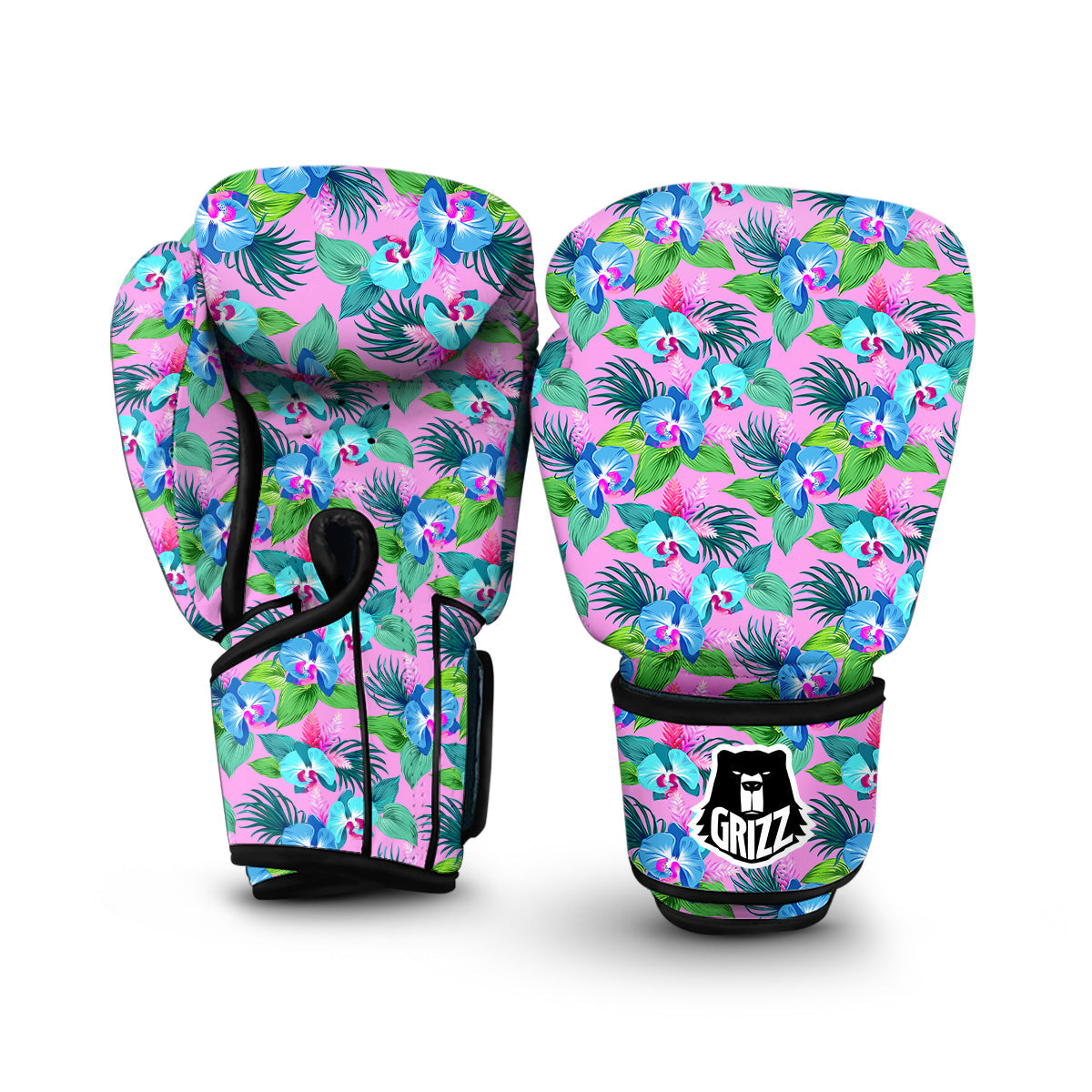 Orchid Exotic Pink Print Pattern Boxing Gloves-grizzshop