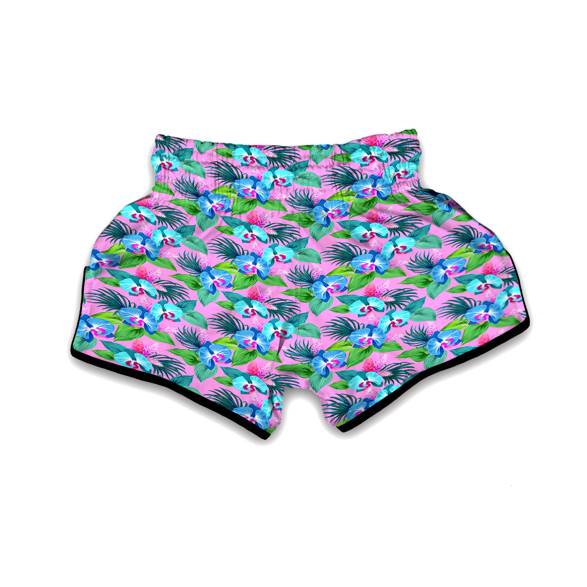 Orchid Exotic Pink Print Pattern Muay Thai Boxing Shorts-grizzshop