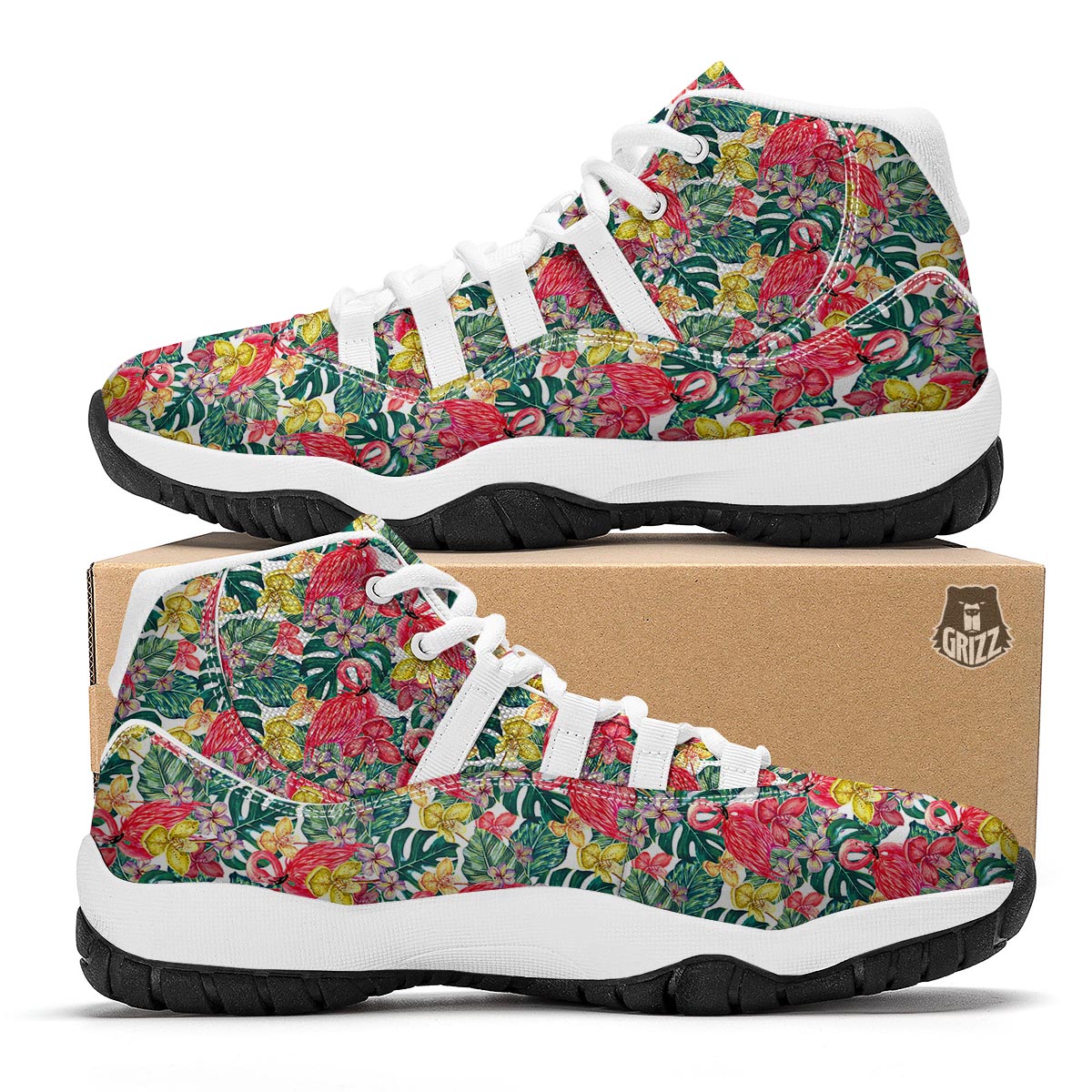 Orchid Flamingo White Bball Shoes-grizzshop