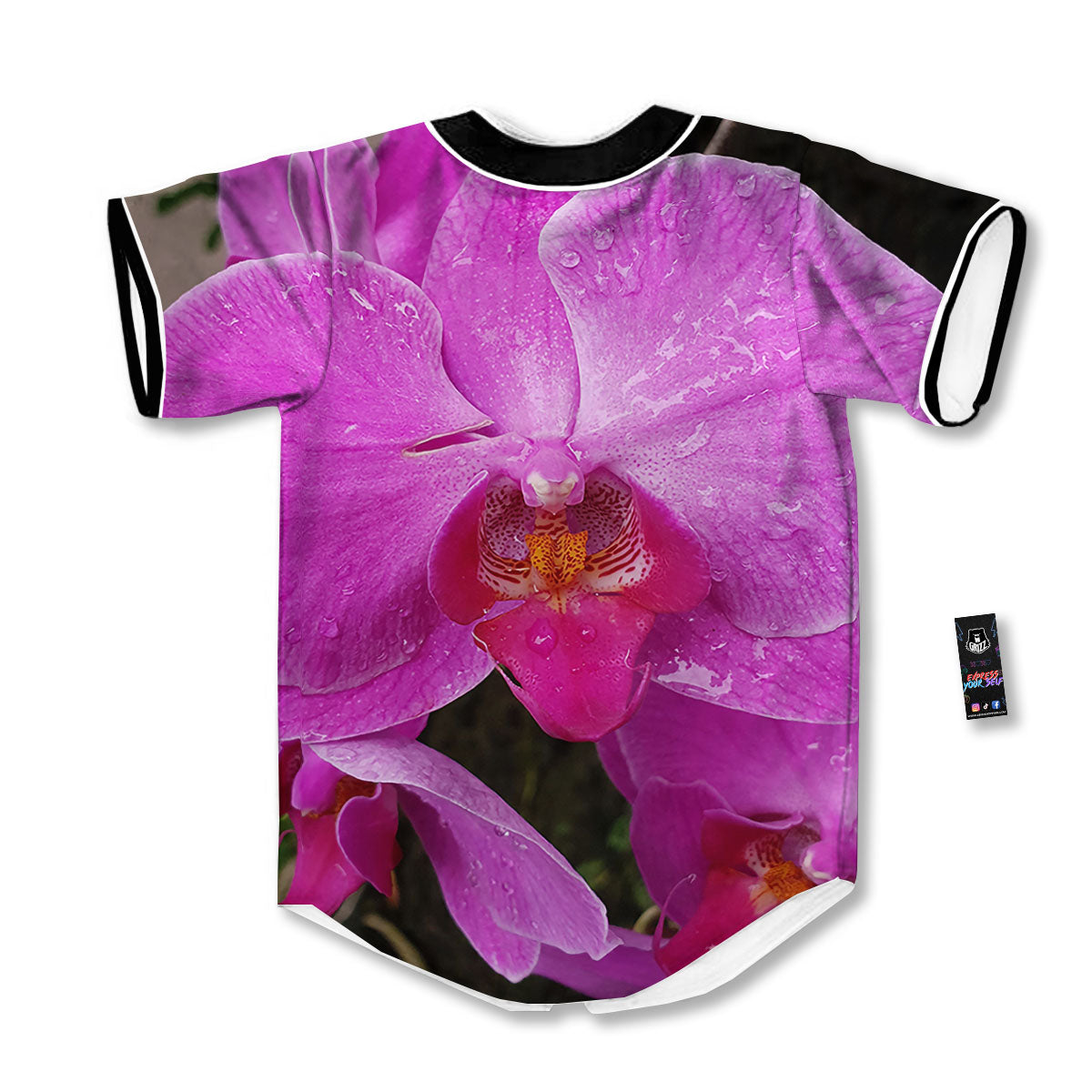 Orchid Flower Magenta Print Baseball Jersey-grizzshop