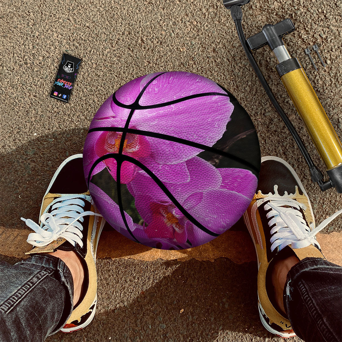 Orchid Flower Magenta Print Basketball-grizzshop